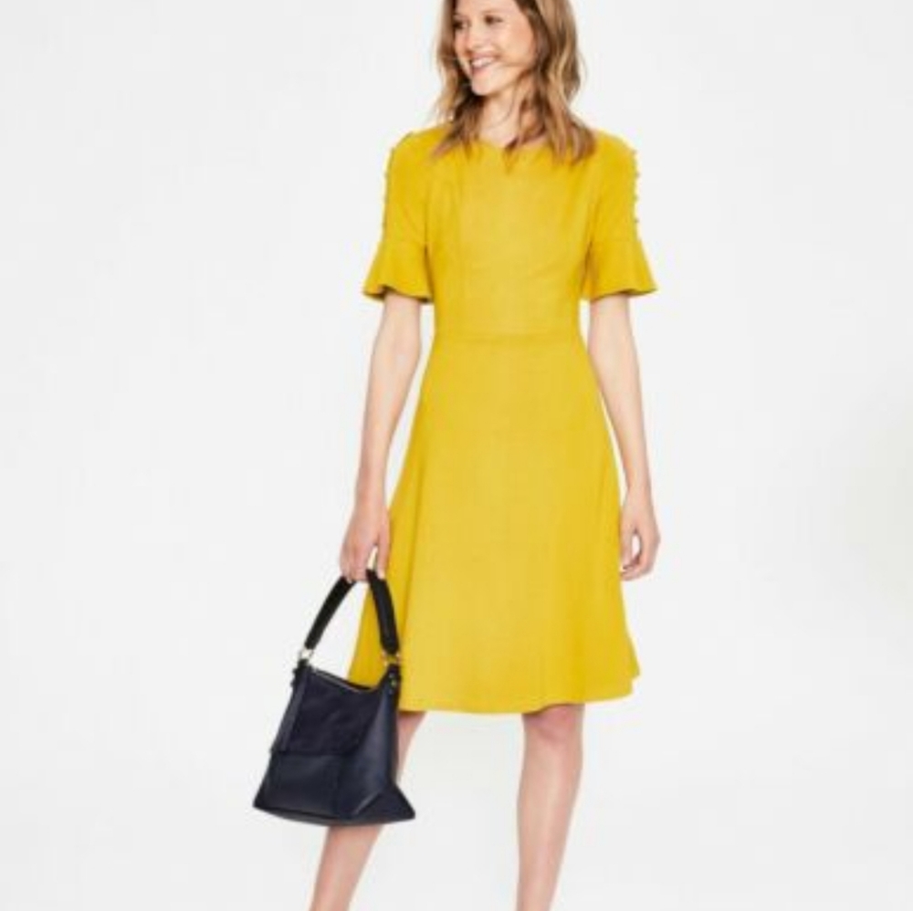 Boden mustard yellow dress Alexia Jersey Size 14L